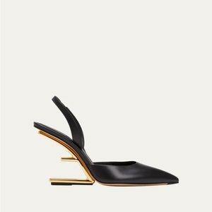 New season Fendi "Vitello" black smooth calf leather pumps size 38 worn once